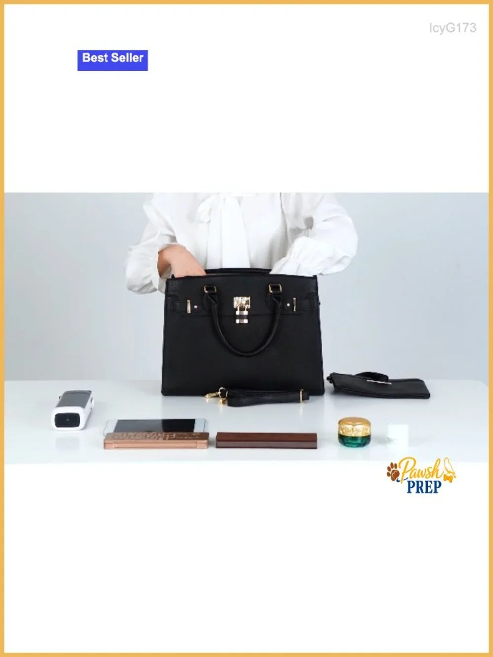 Women Vegan Leather Satchel Tote with Matching Clutch